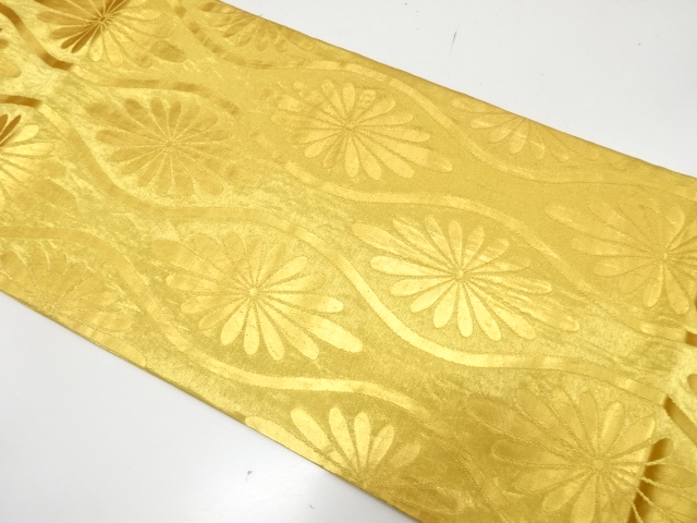 JAPANESE KIMONO / ANTIQUE OBI FOR DANCE / WOVEN KIKU